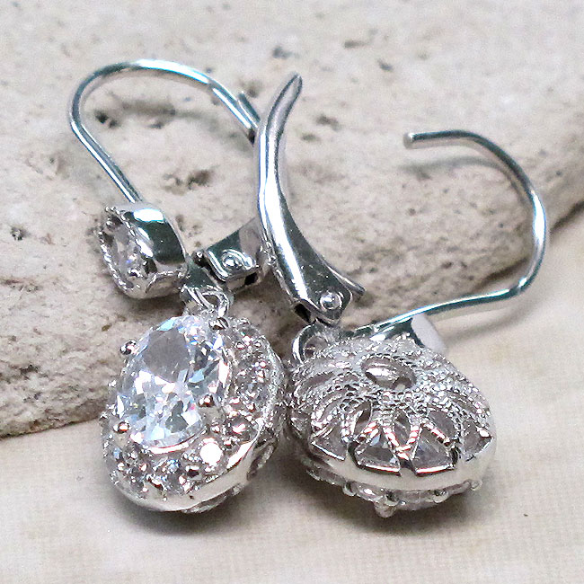 AMAZING WHITE 925 STERLING SILVER LATCH BACK EARRINGS eBay