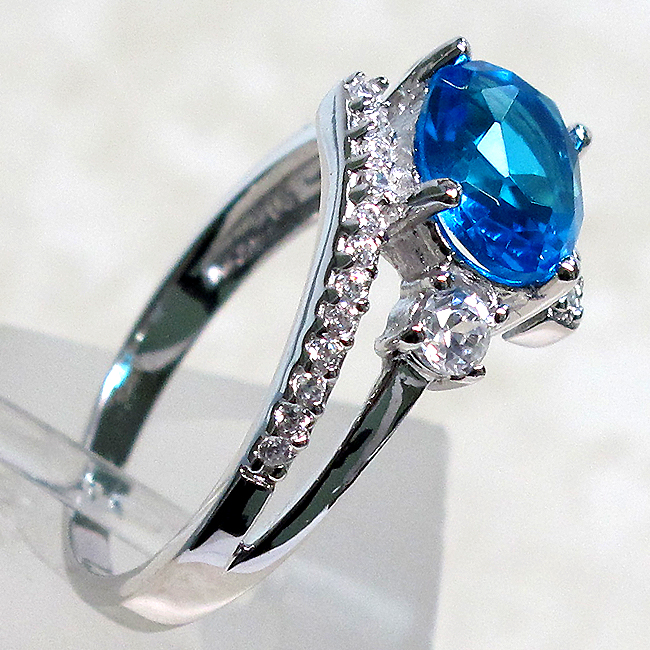 FASHIONABLE 2 CT BLUE TOPAZ ROUND CUT 925 STERLING SILVER RING SIZE 5-10