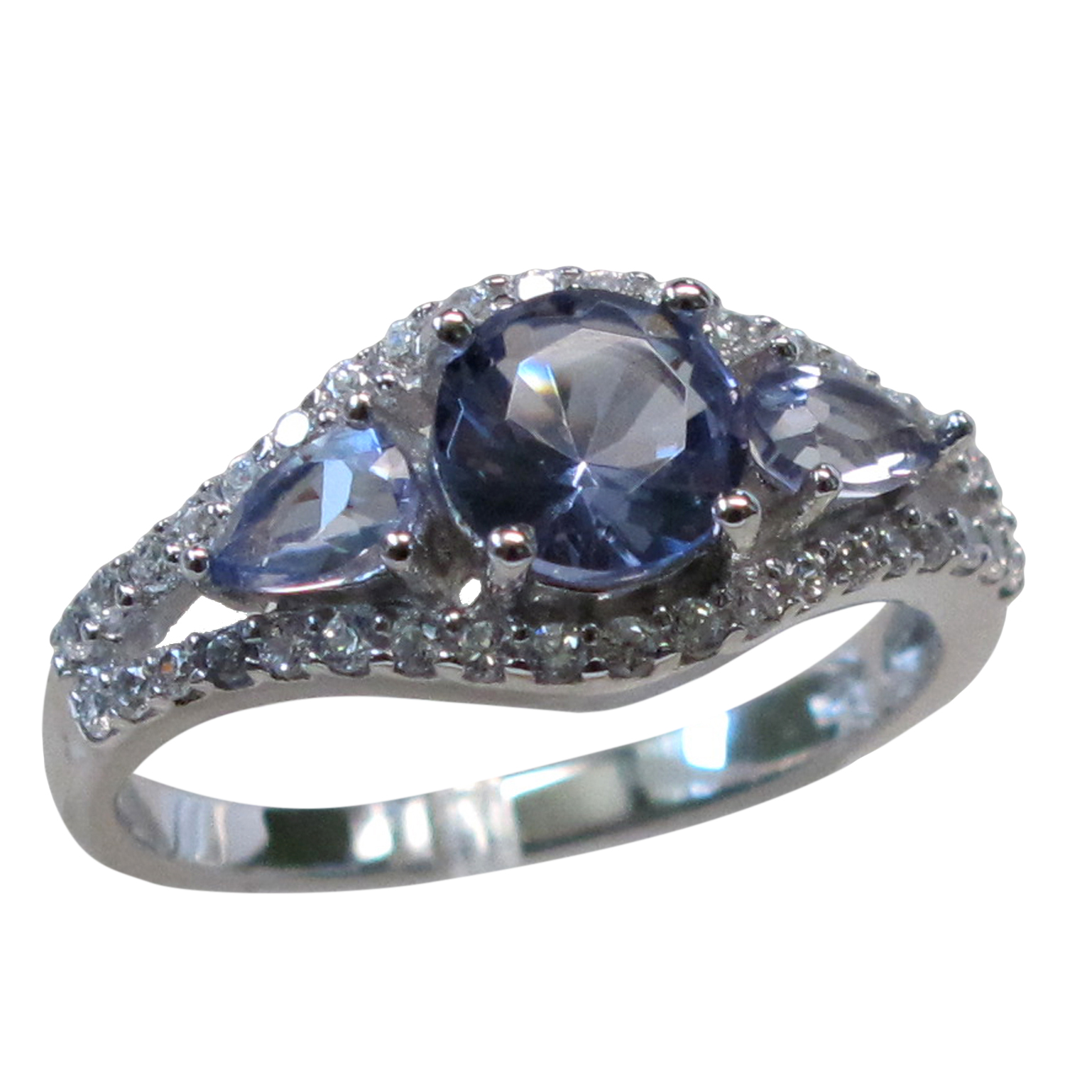 PRECIOUS 1 CT THREE STONE TANZANITE 925 STERLING SILVER RING SIZE 510