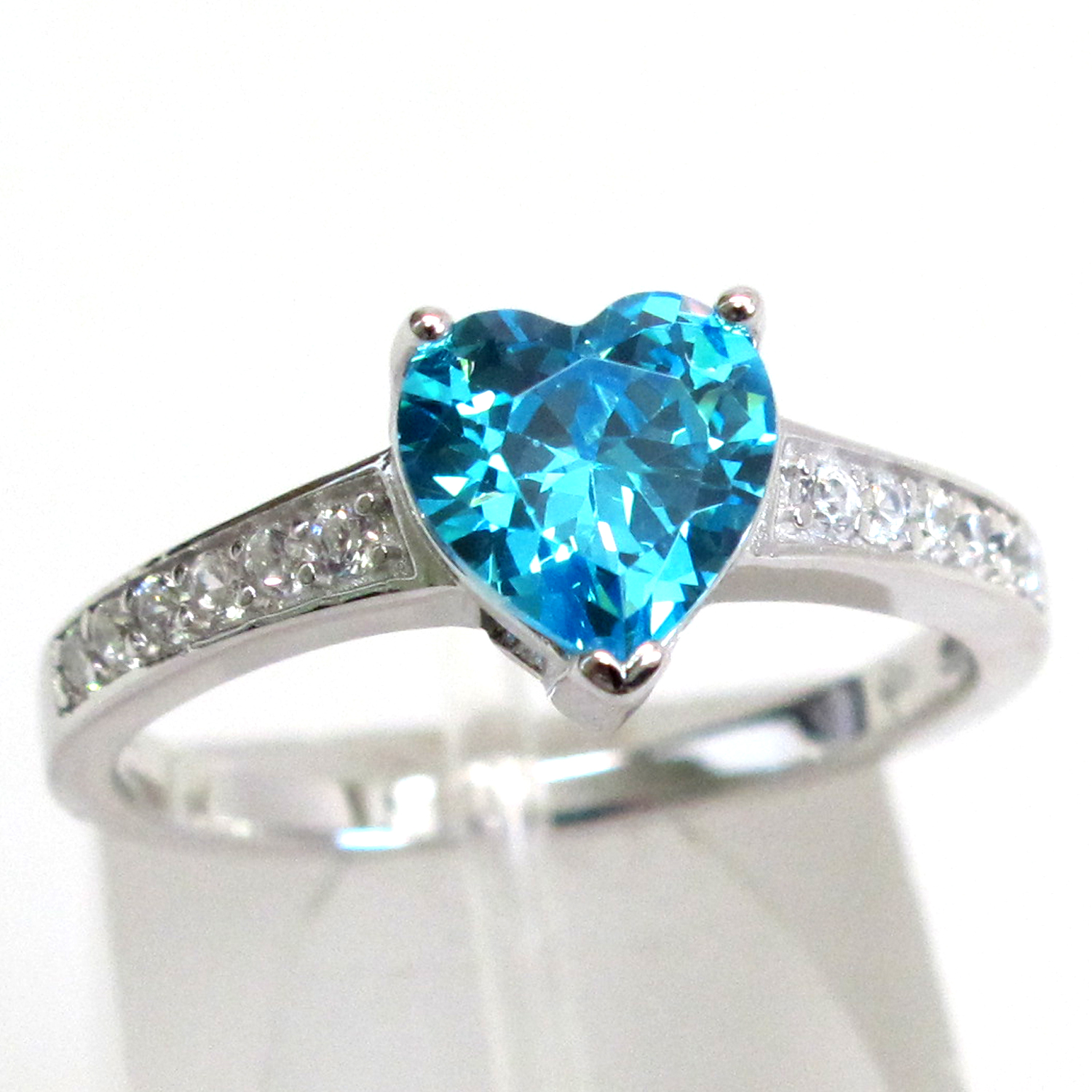 ALLURING 2 CT HEART CUT AQUAMARINE 925 STERLING SILVER RING SIZE 5-10