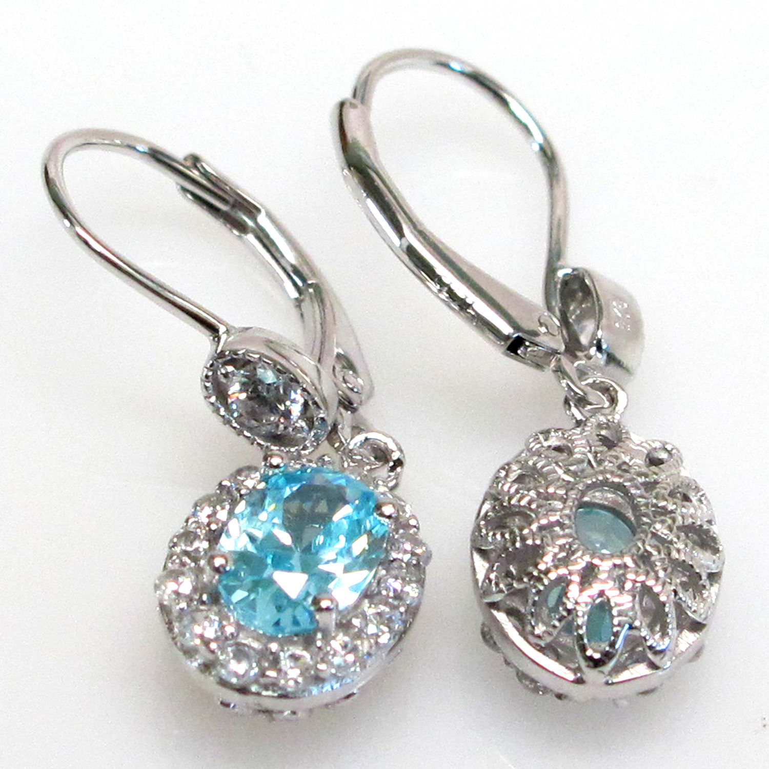 AMAZING 3 CT AQUAMARINE 925 STERLING SILVER LATCH BACK EARRINGS | eBay