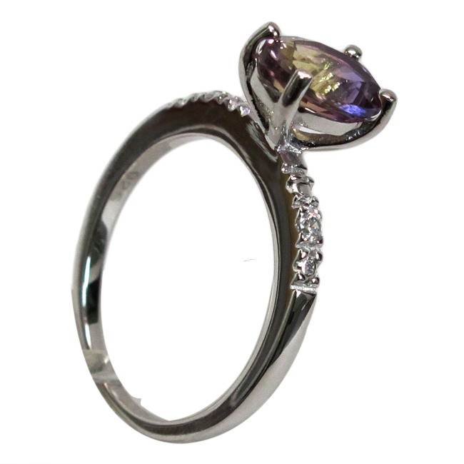 2 CT Round Cut Ametrine Ring - 925 Sterling Silver - Women's - Sizes 5-10 - View #4