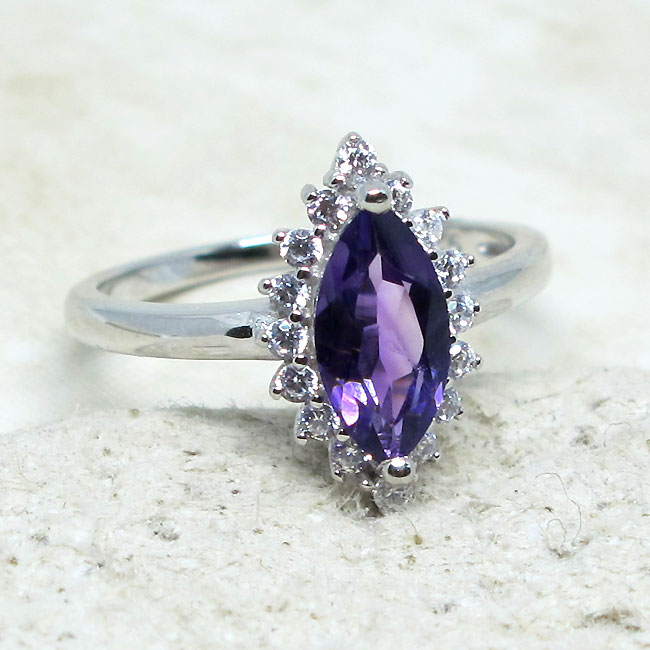 Natural Amethyst In 925 Sterling Solid Silver Beautiful Vintage Ring - Foto 8