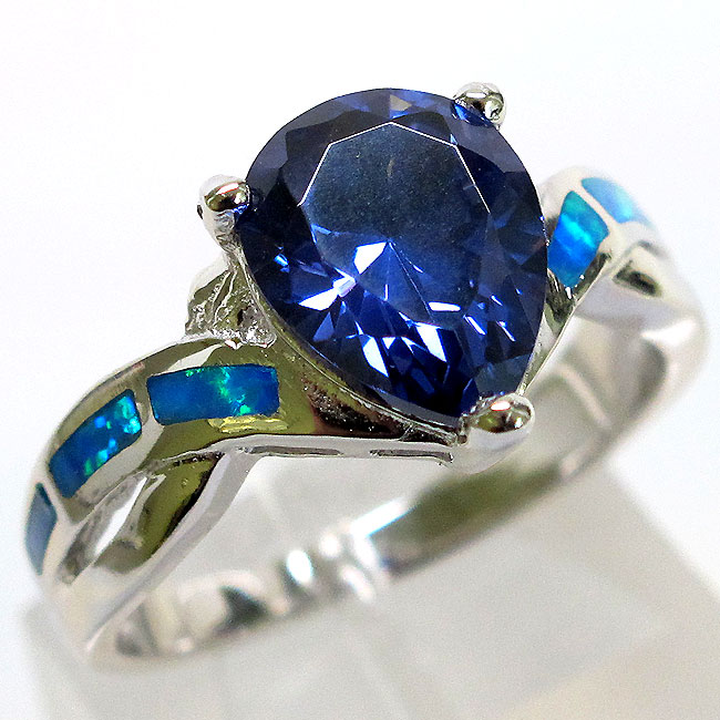AMAZING 2 CT TANZANITE BLUE OPAL 925 STERLING SILVER RING SIZE 5-10
